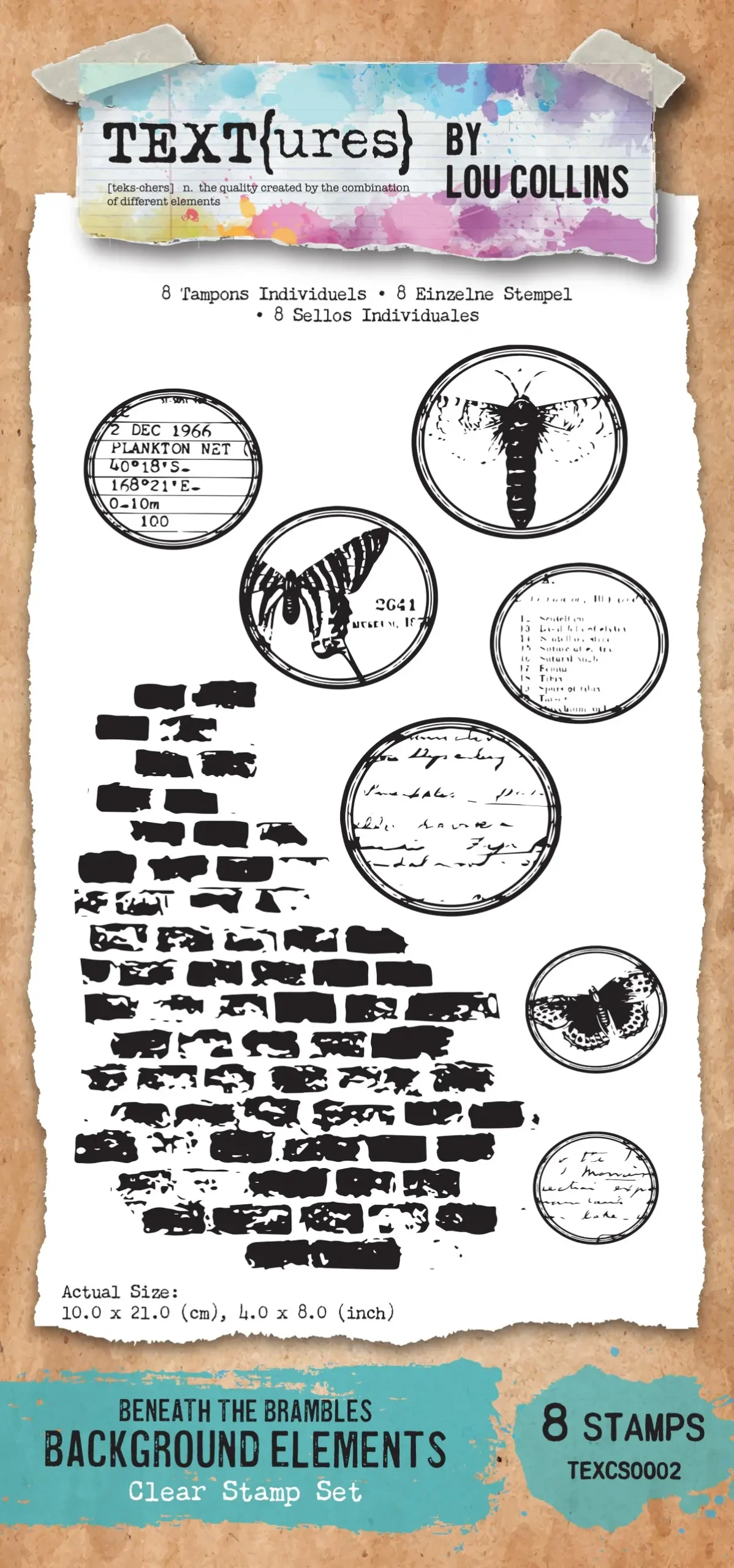 Text{Ures} Beneath The Brambles Background Elements 4In X 8In Clear Stamp Set 1