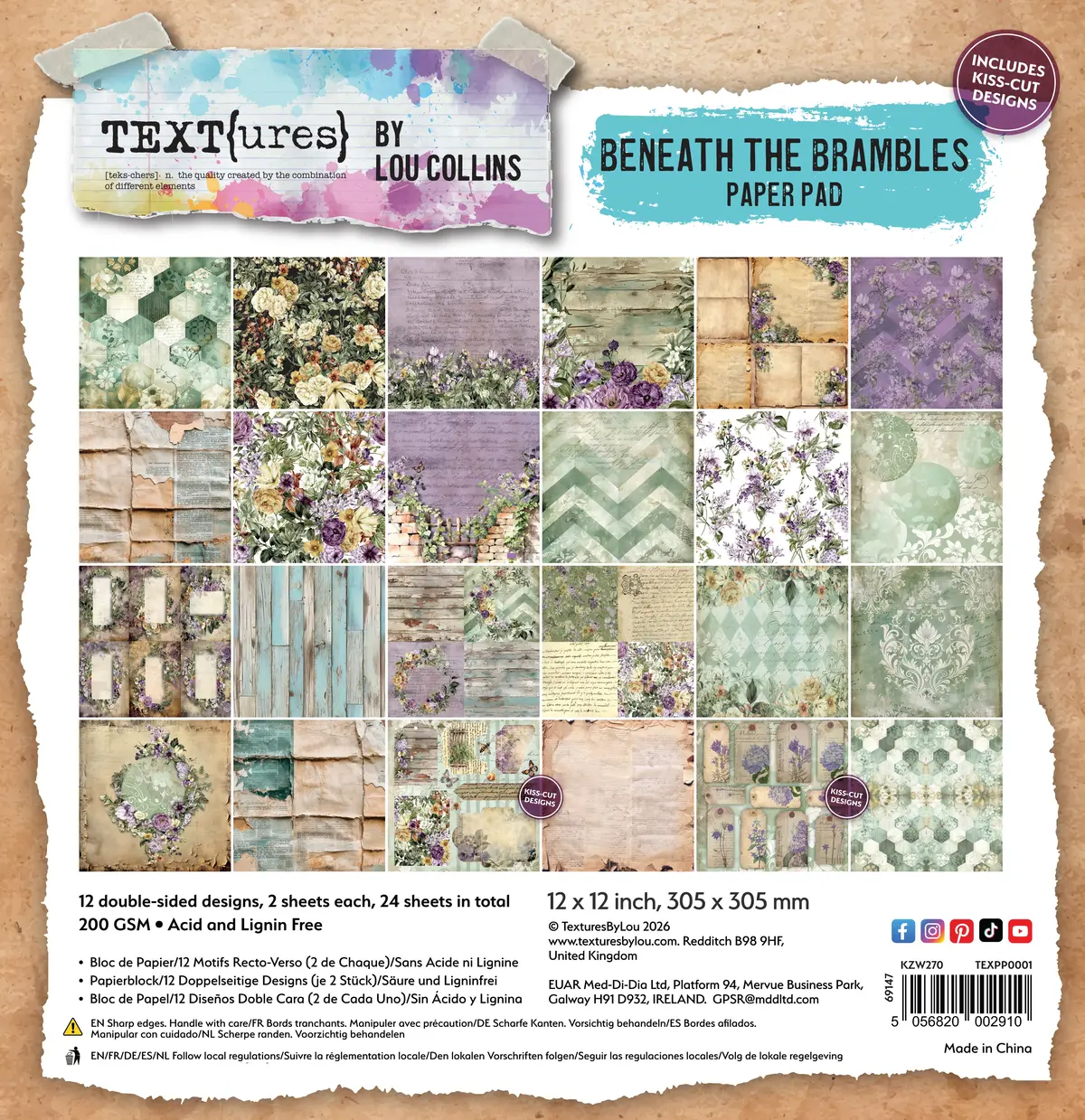 Text{Ures} Beneath The Brambles 12In X 12In Paper Pad 1