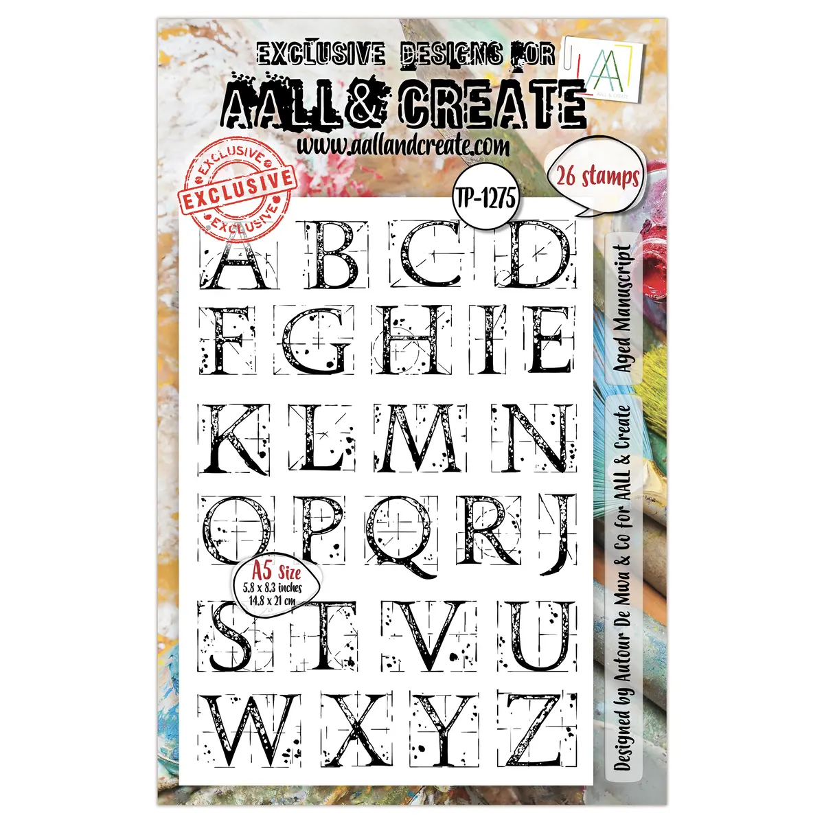 Aall And Create - A5 Stamp Set - Aged Manuscript 1