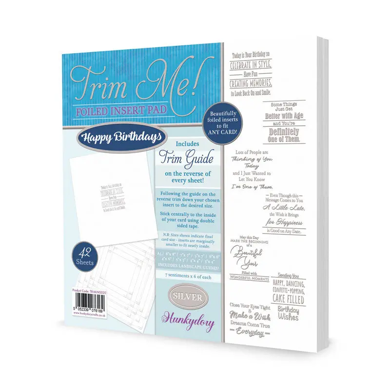 Trim Me! Foiled Insert Pad - Happy Birthdays Silver 1
