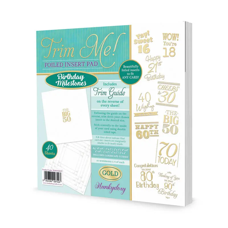 Trim Me! Foiled Insert Pad - Birthday Milestones - Gold 1
