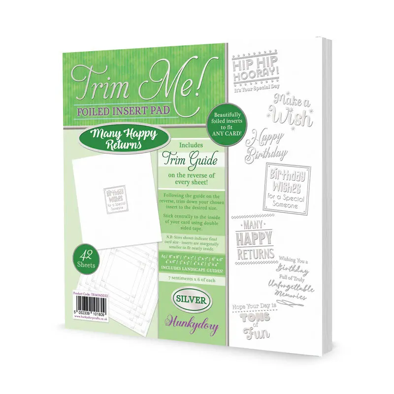 Trim Me! Foiled Insert Pad - Many Happy Returns - Silver 1