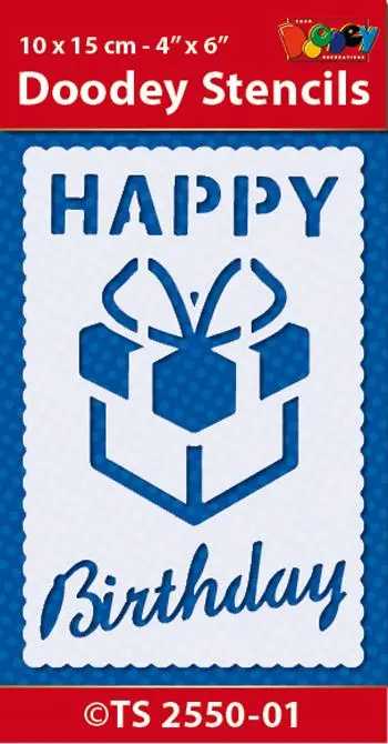 Stencil 10X15 Cm Sentiment Birthday 1
