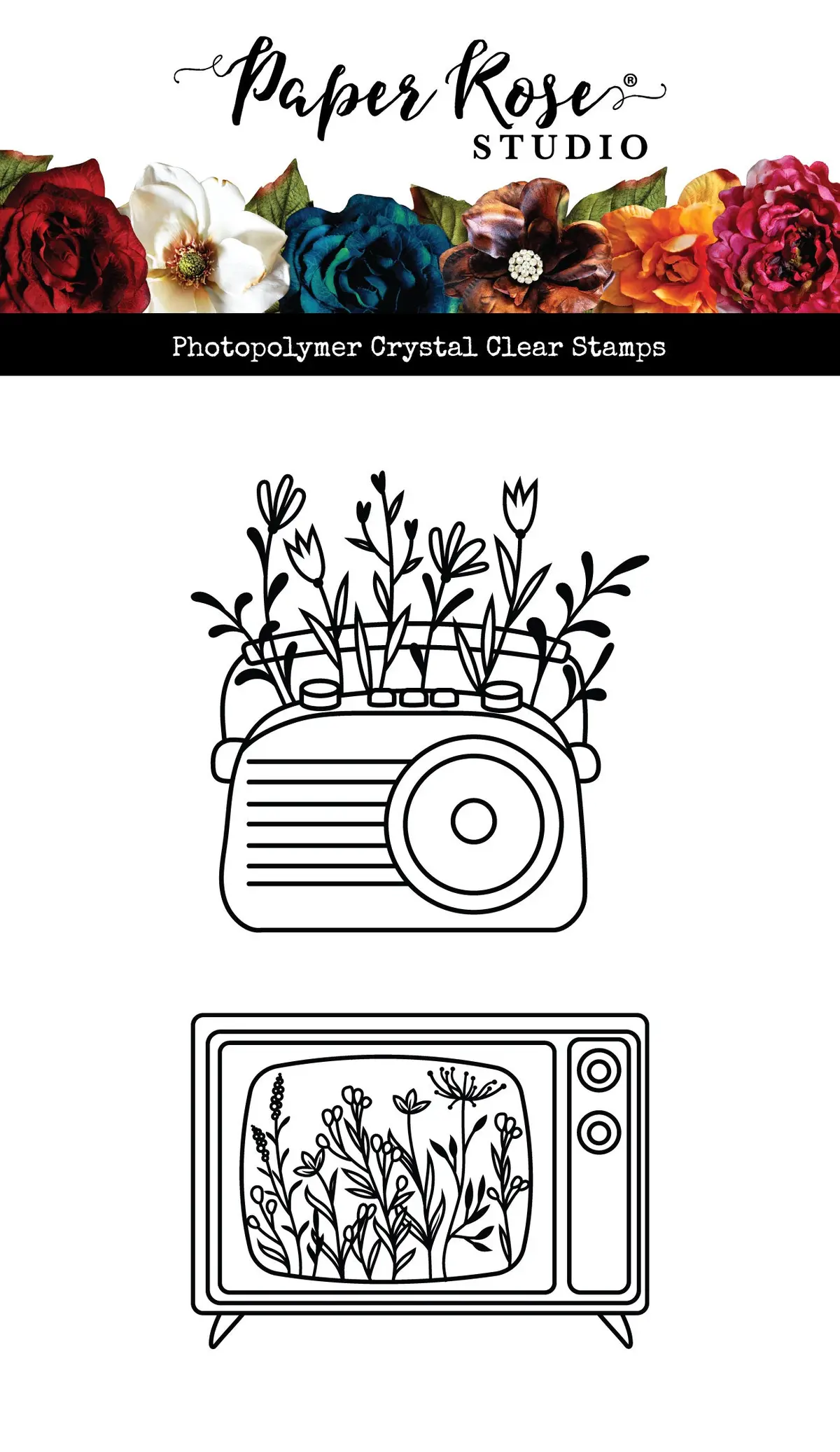 Vintage Floral Tv & Radio Clear Stamp 34464 1