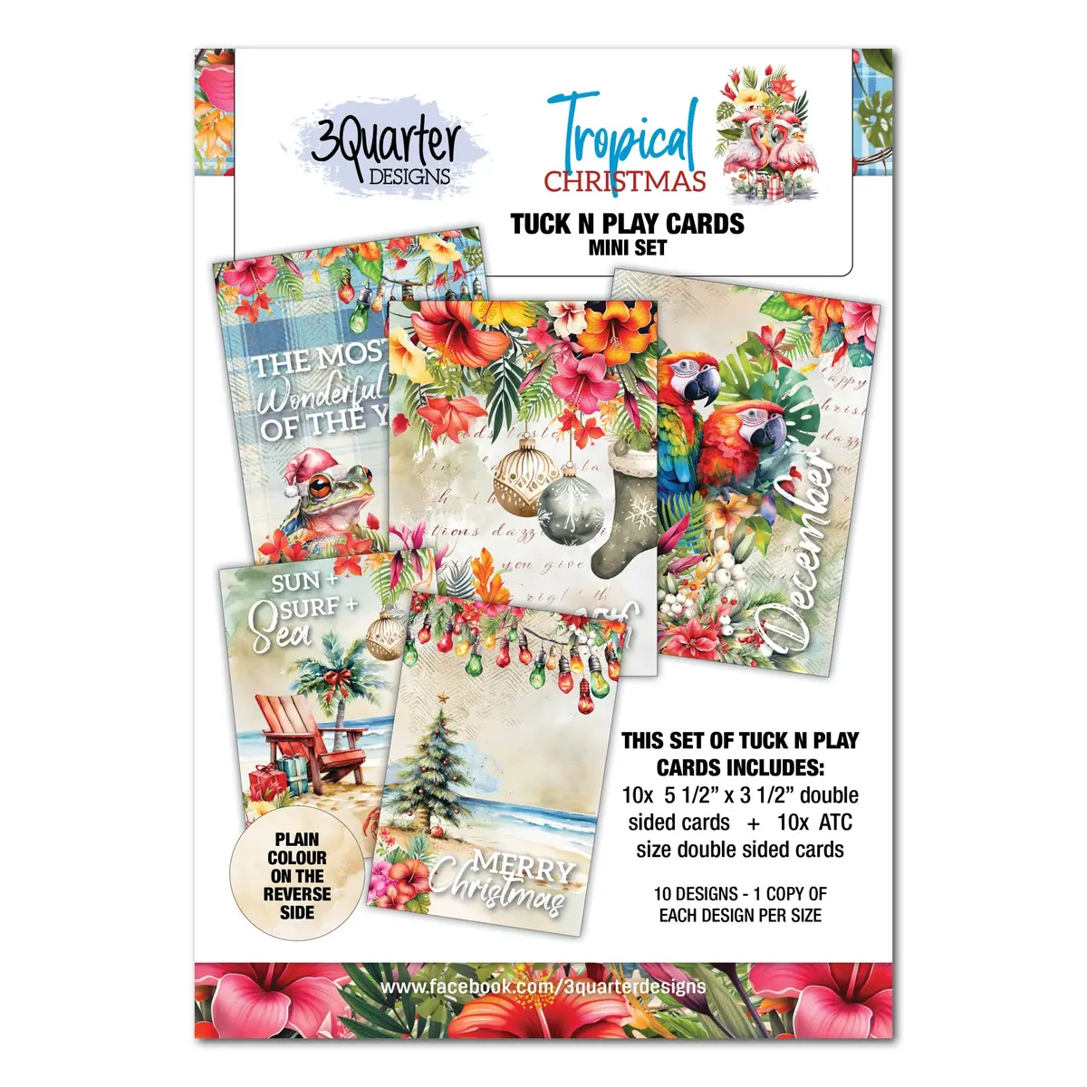 3Quarter Designs Tropical Christmas Tuck N Play Cards Mini Set 1