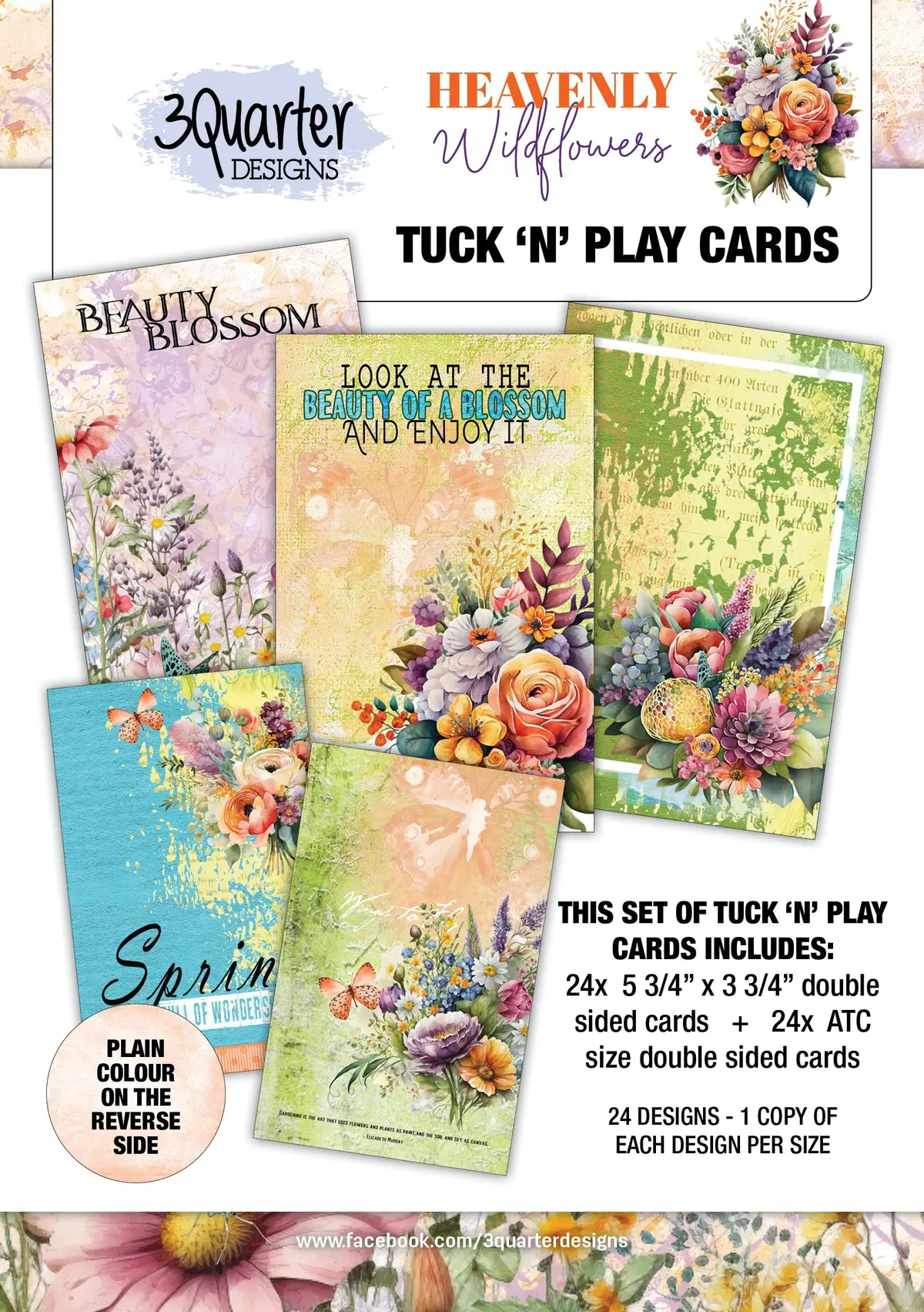 3Quarter Designs Heavenly Wildflowers - Tuck N Play Cards 1