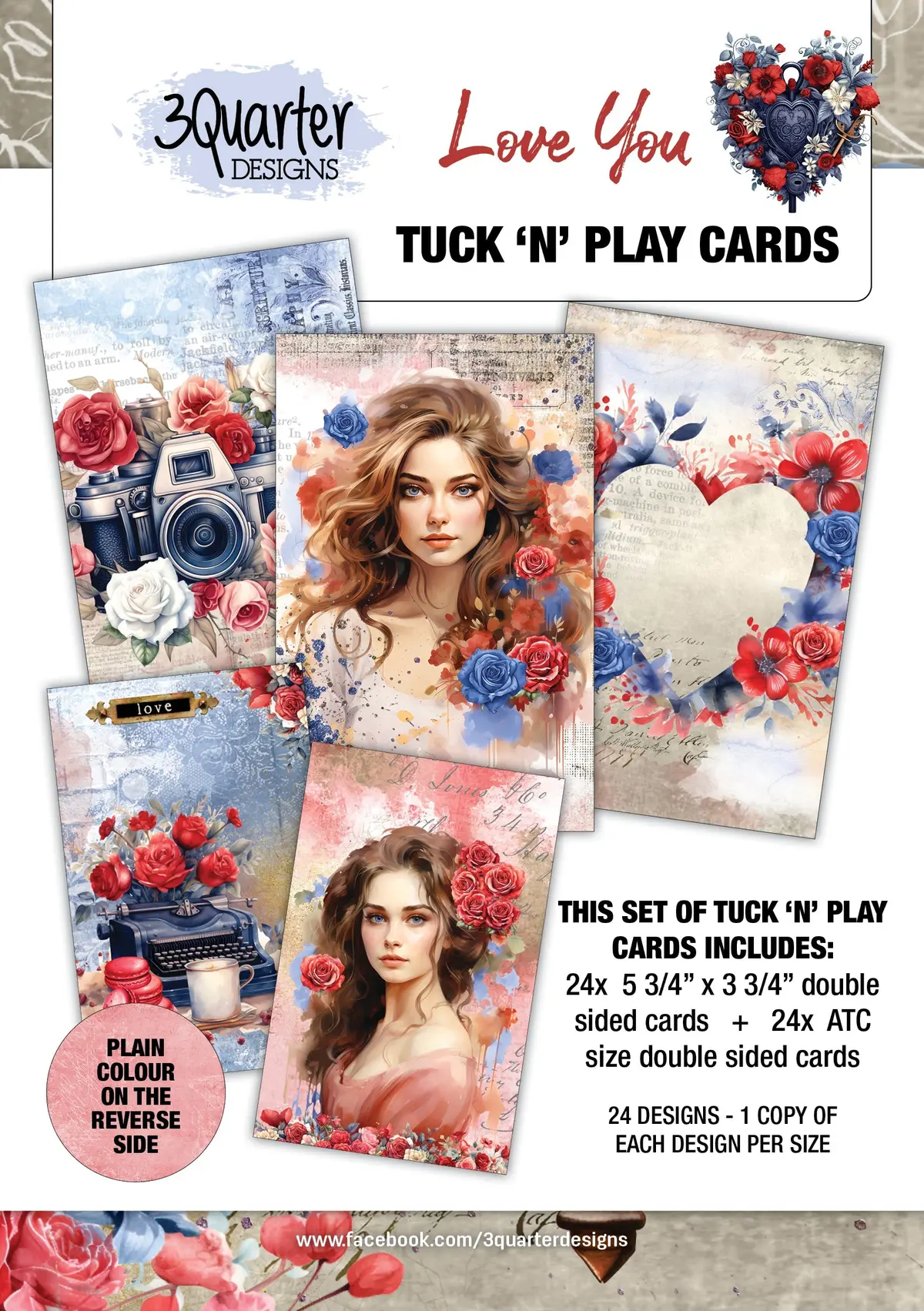 3Quarter Designs Love You - Tuck N Play Cards 1