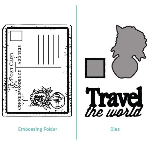 Embossing Folder  2 In 1 Set - Travel The World 1