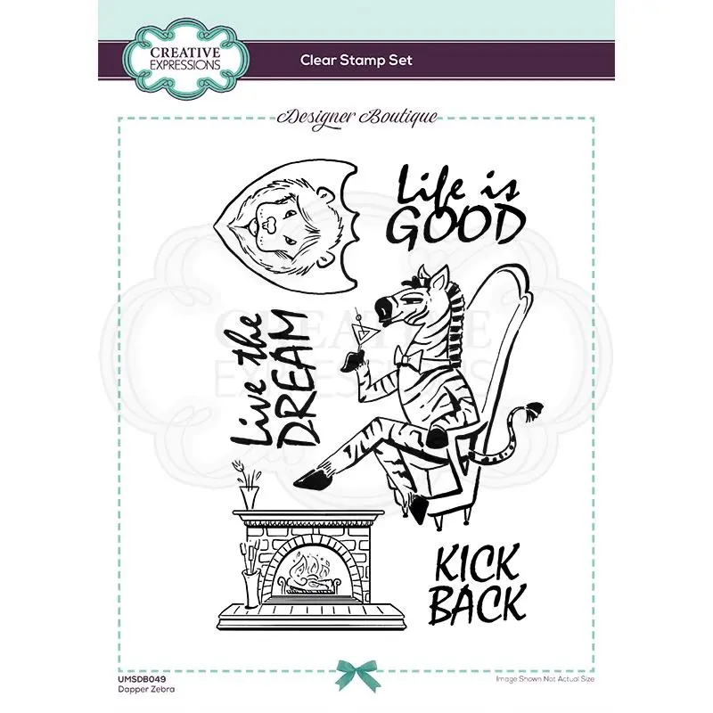 Creative Expressions Designer Boutique Collection Dapper Zebra A5 Clear Stamp 1