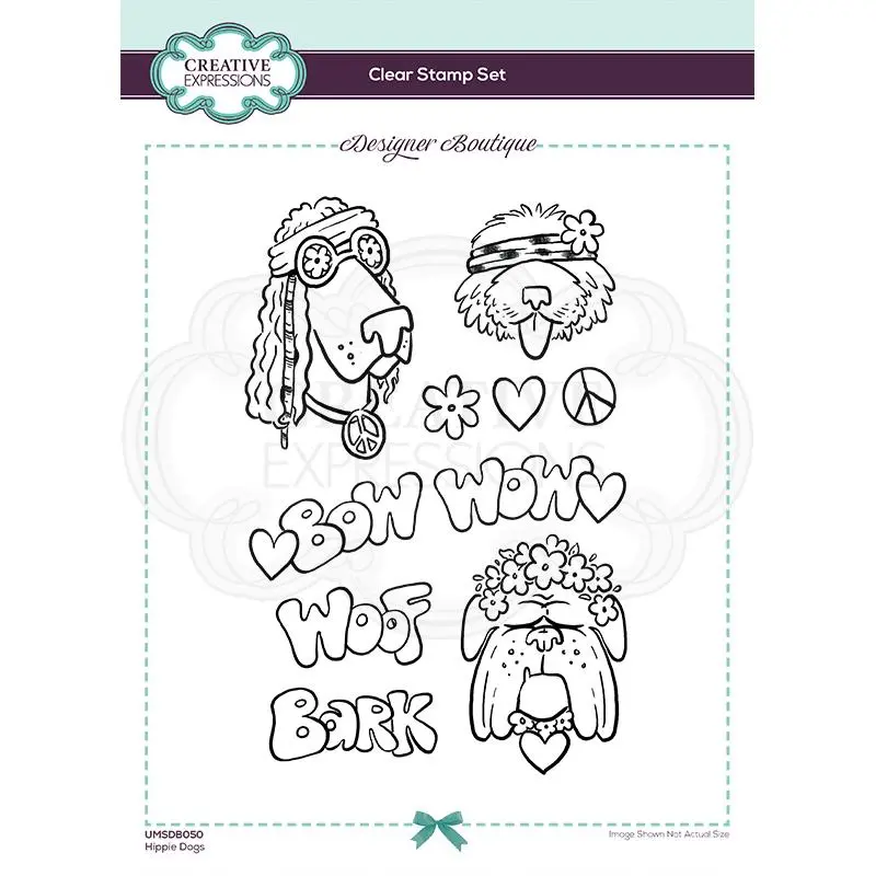 Creative Expressions Designer Boutique Collection Hippie Dogs A5 Clear Stamp 1