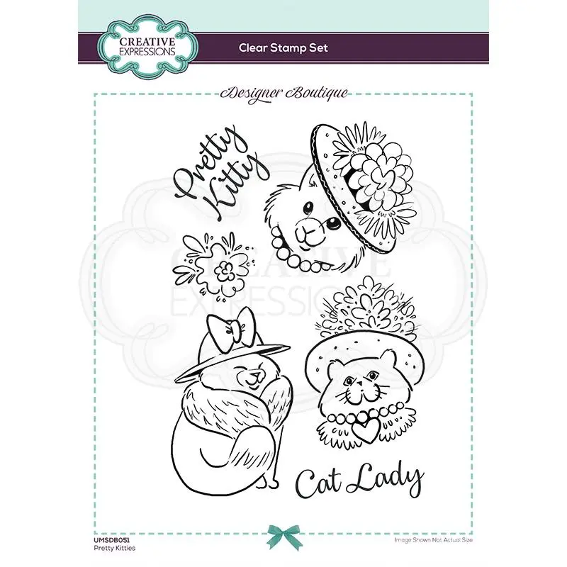 Creative Expressions Designer Boutique Collection Pretty Kitties A5 Clear Stamp 1