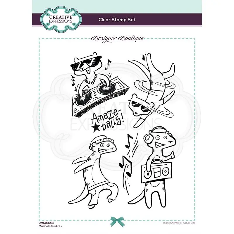 Creative Expressions Designer Boutique Collection Musical Meerkats A5 Clear Stamp 1