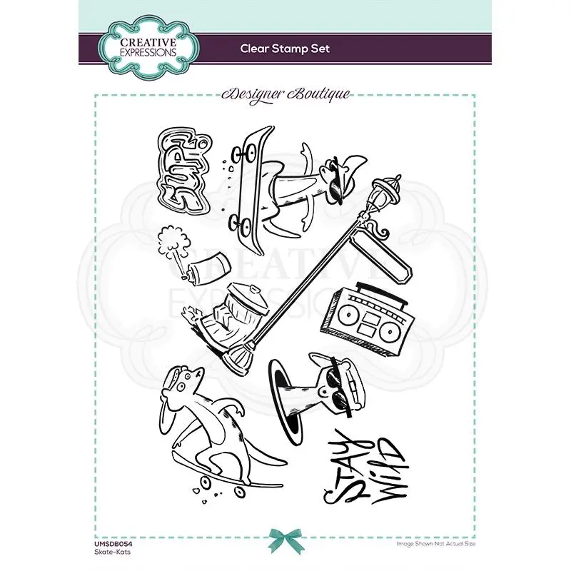 Creative Expressions Designer Boutique Collection Skate-Kats A5 Clear Stamp 1