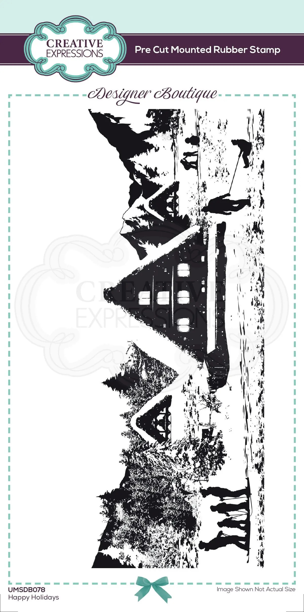 Creative Expressions Designer Boutique Collection Happy Holidays Dl Pre Cut Rubber Stamp 1