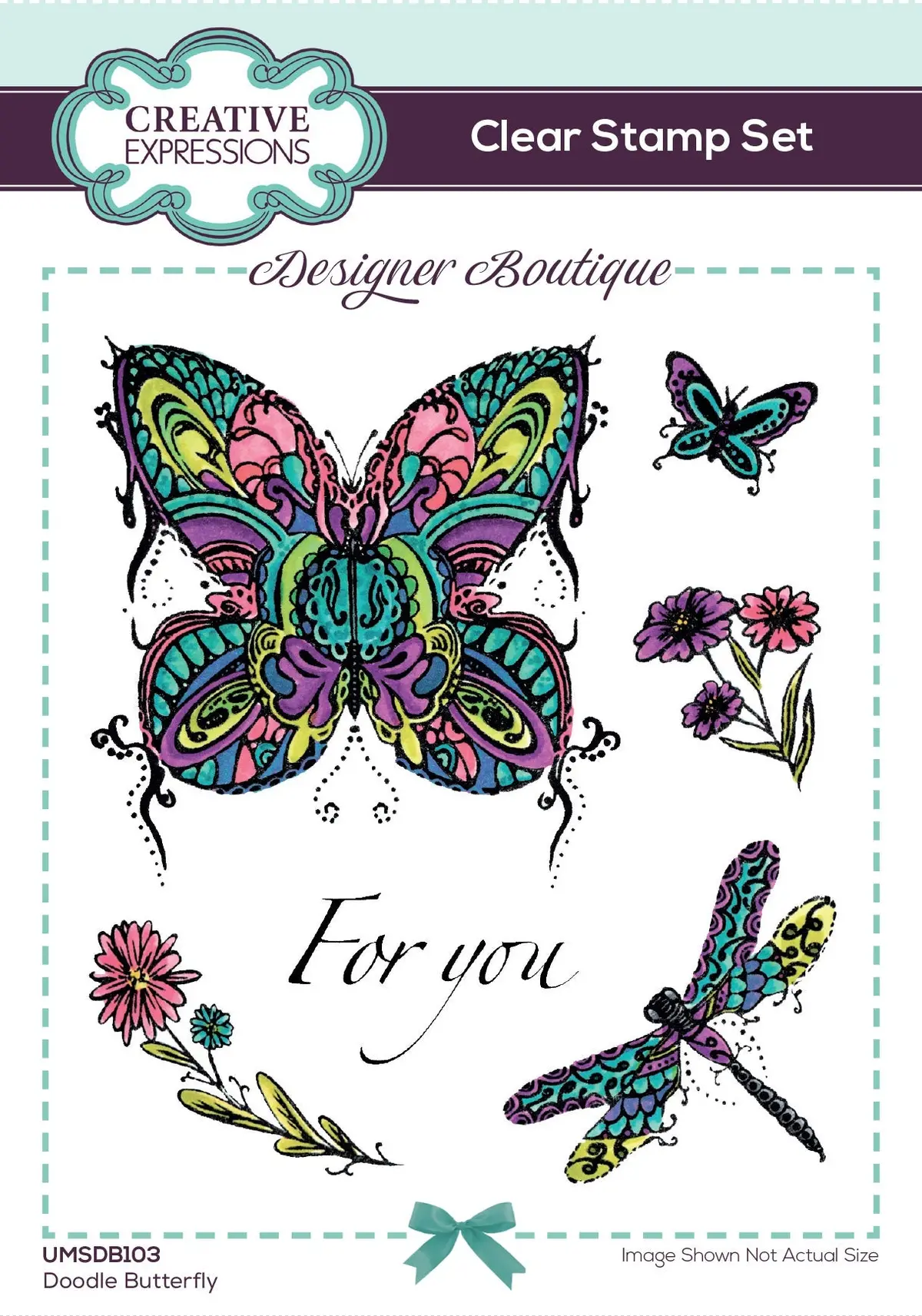 Creative Expressions Designer Boutique Doodle Butterfly 6 In X 4 In Clear Stamp Set 1