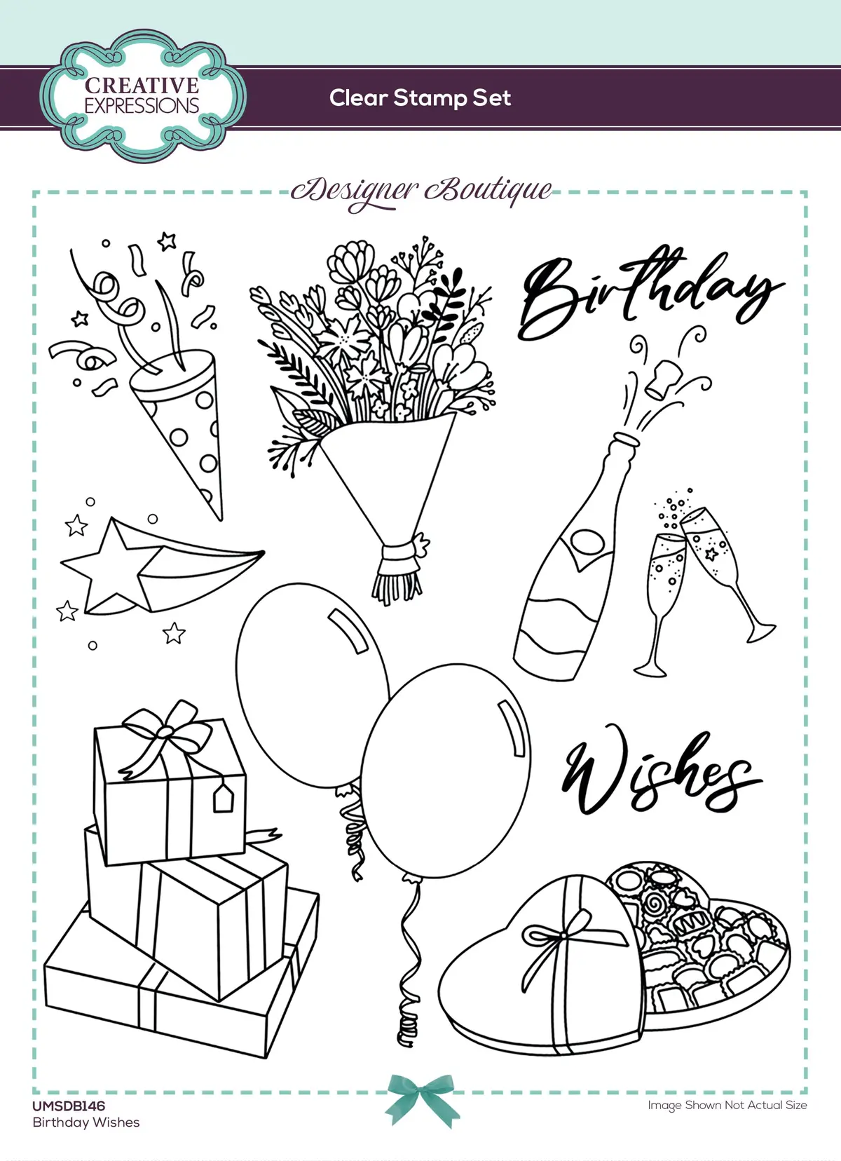 Creative Expressions Designer Boutique Birthday Wishes 6 In X 8 In Stamp Set 1