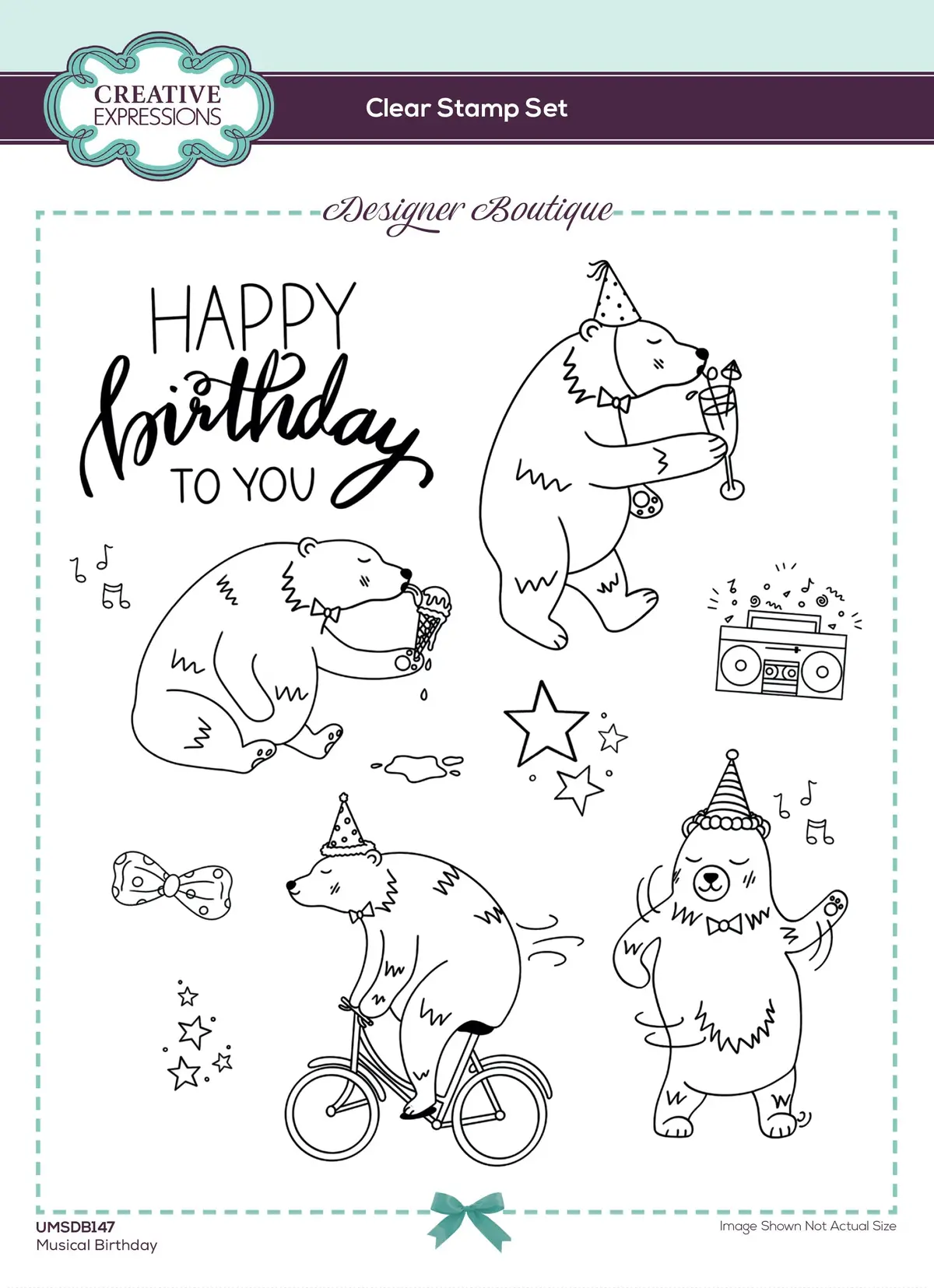 Creative Expressions Designer Boutique Musical Birthday 6 In X 8 In Stamp Set 1