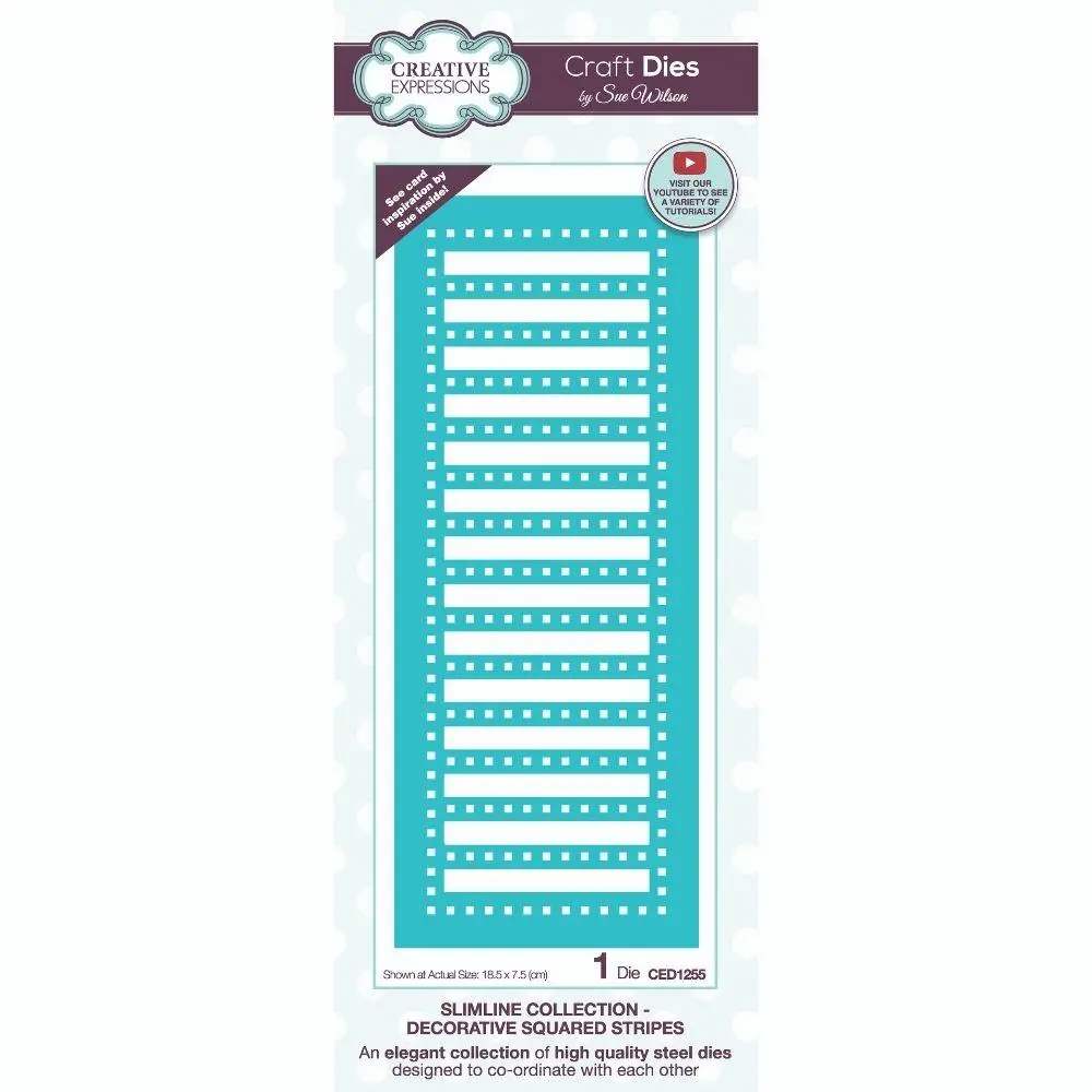 Sue Wilson Slimline Decorative Squared Stripes Craft Die 1