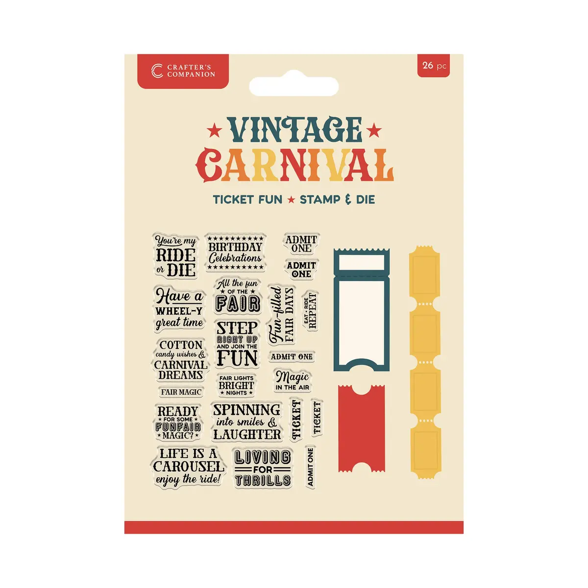Vintage Carnival Stamp & Die - Ticket Fun 1