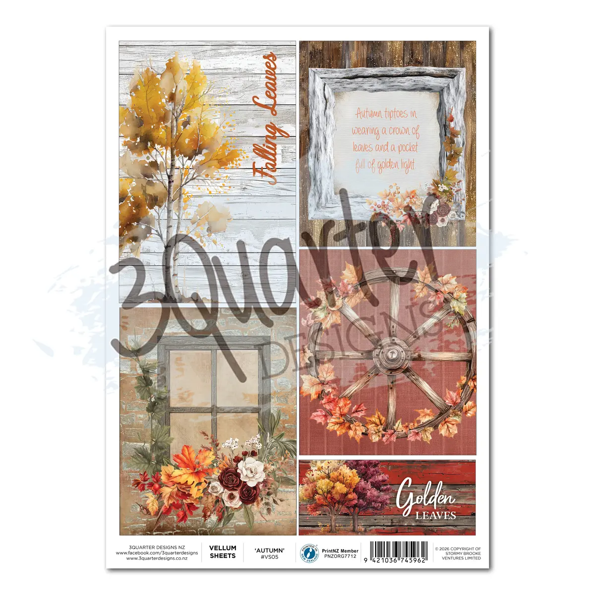 3Quarter Designs Autumn Whispers - A4 Vellum - 3 Sheets 1
