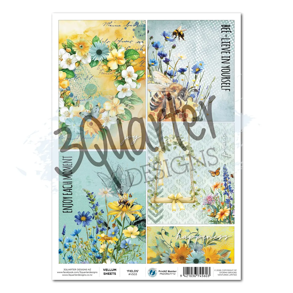 3Quarter Designs Honey Fields - A4 Vellum 1