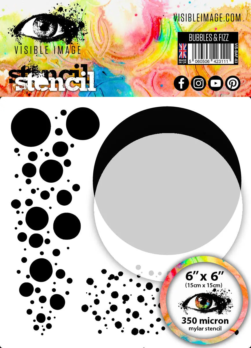Visible Image Bubbles & Fizz Stencil - 6 X 6 1