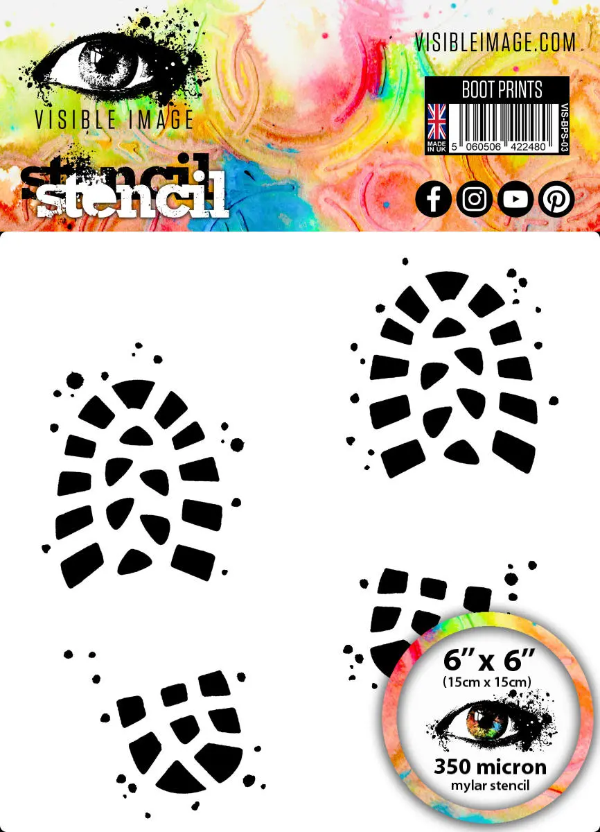 Visible Image Boot Prints Stencil - 6 X 6 1