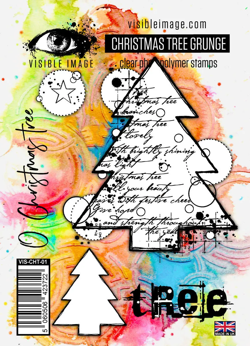 Visible Image Christmas Tree Grunge - A6 Stamp Set 1