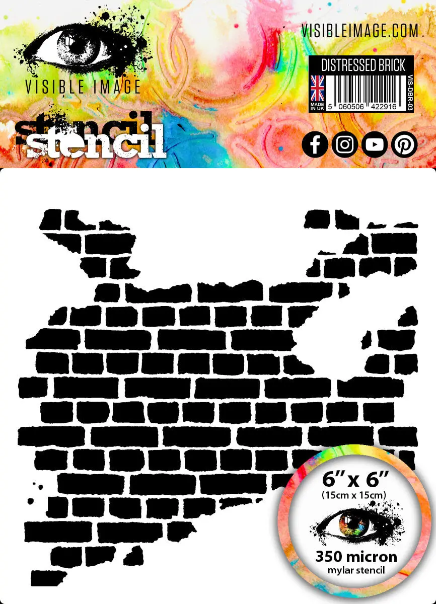 Visible Image Distressed Brick Stencil - 6 X 6 1