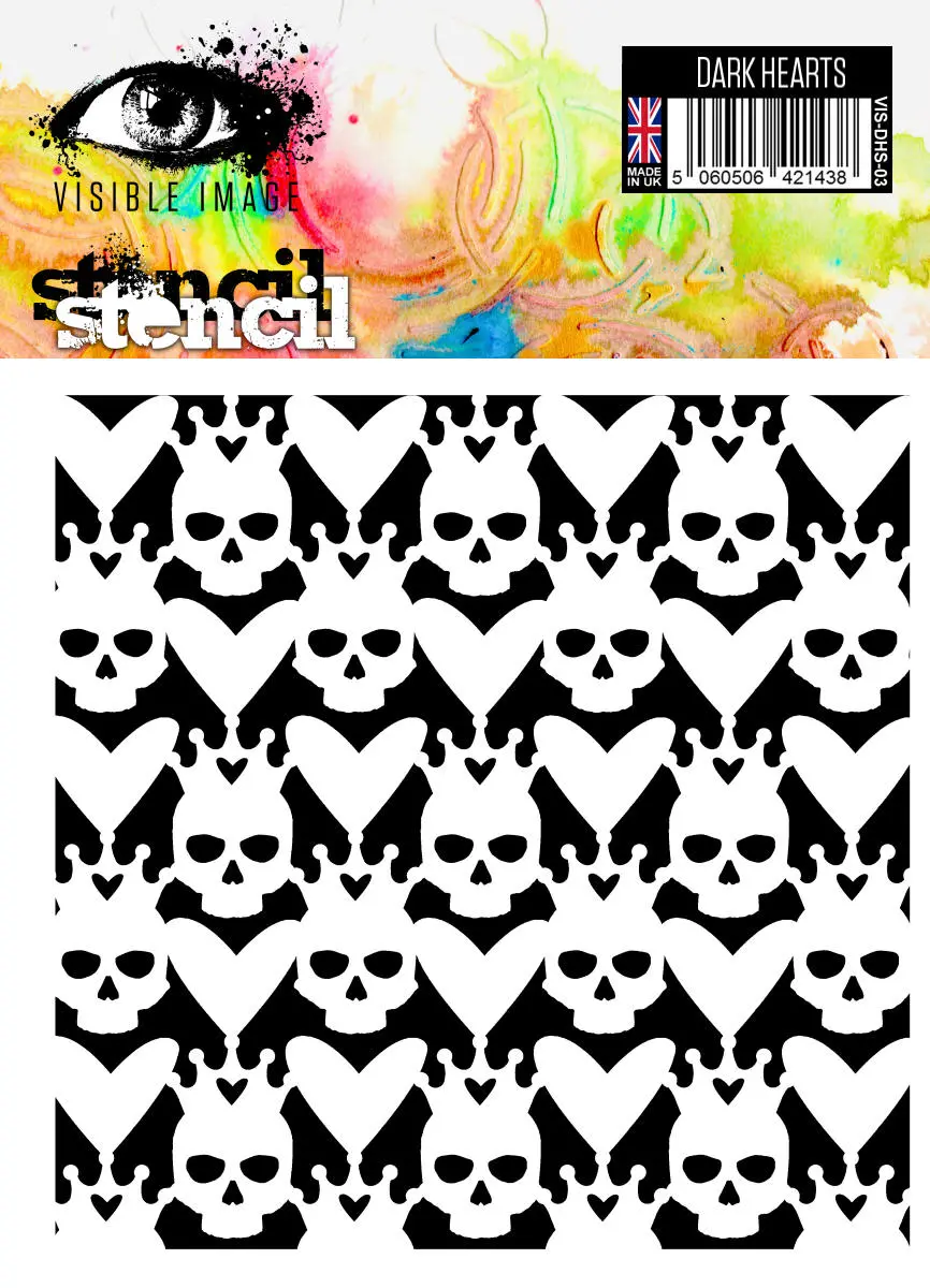 Visible Image Dark Hearts Stencil - 6 X 6 1