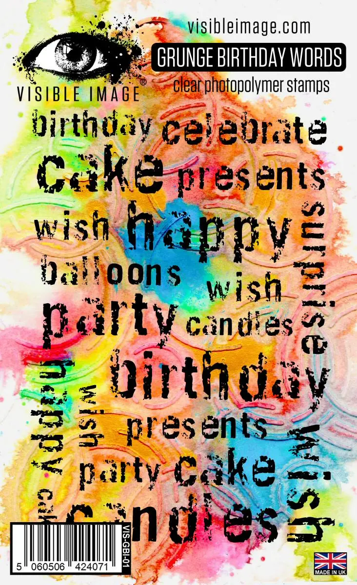 Visible Image Grunge Birthday Words - A6 Stamp Set 1