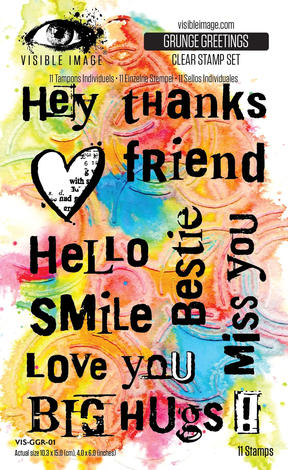 Visible Image Grunge Greetings 4In X 6In Stamp Set 1