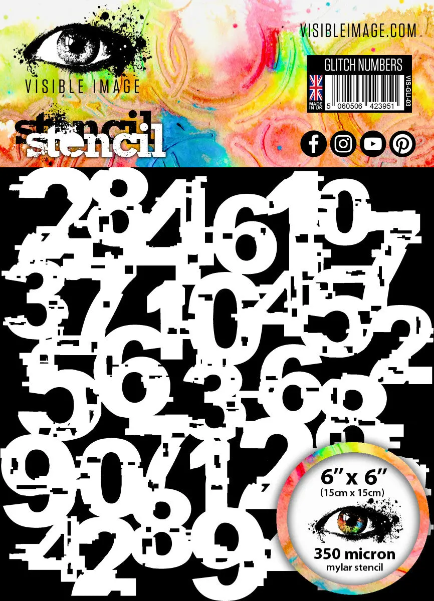 Visible Image Glitch Numbers Stencil - 6 X 6 1