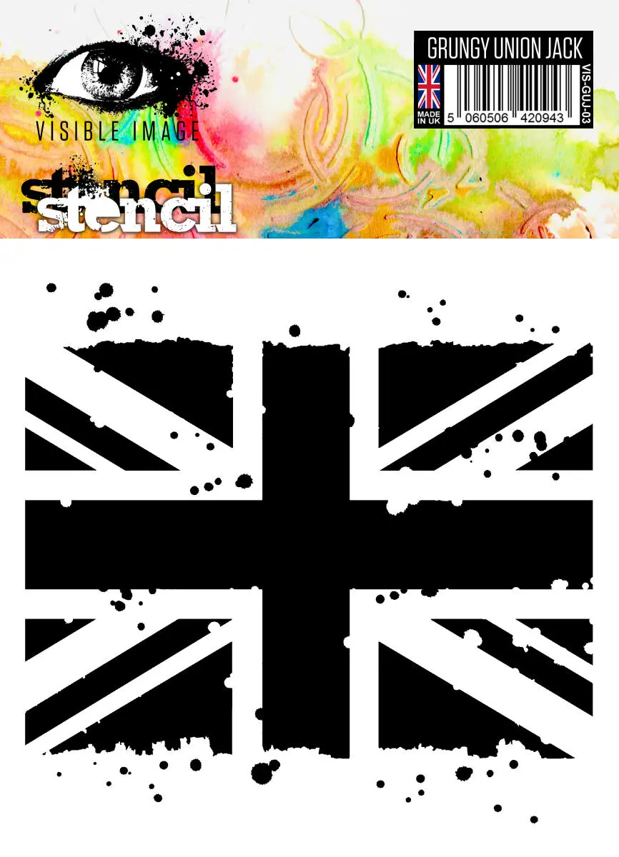 Visible Image Grungy Union Jack Stencil - 6 X 6 1