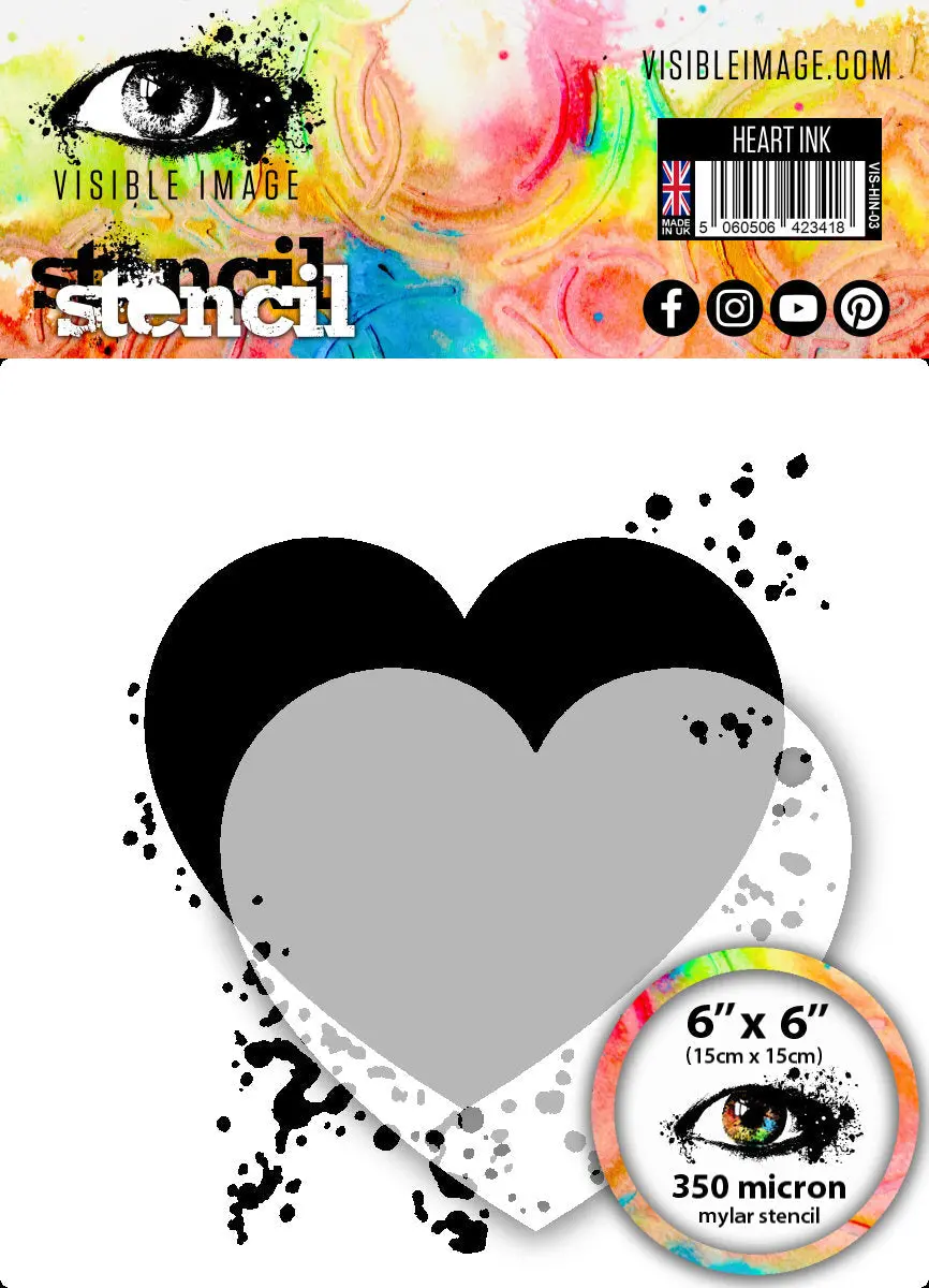 Visible Image Heart Ink Stencil - 6 X 6 1