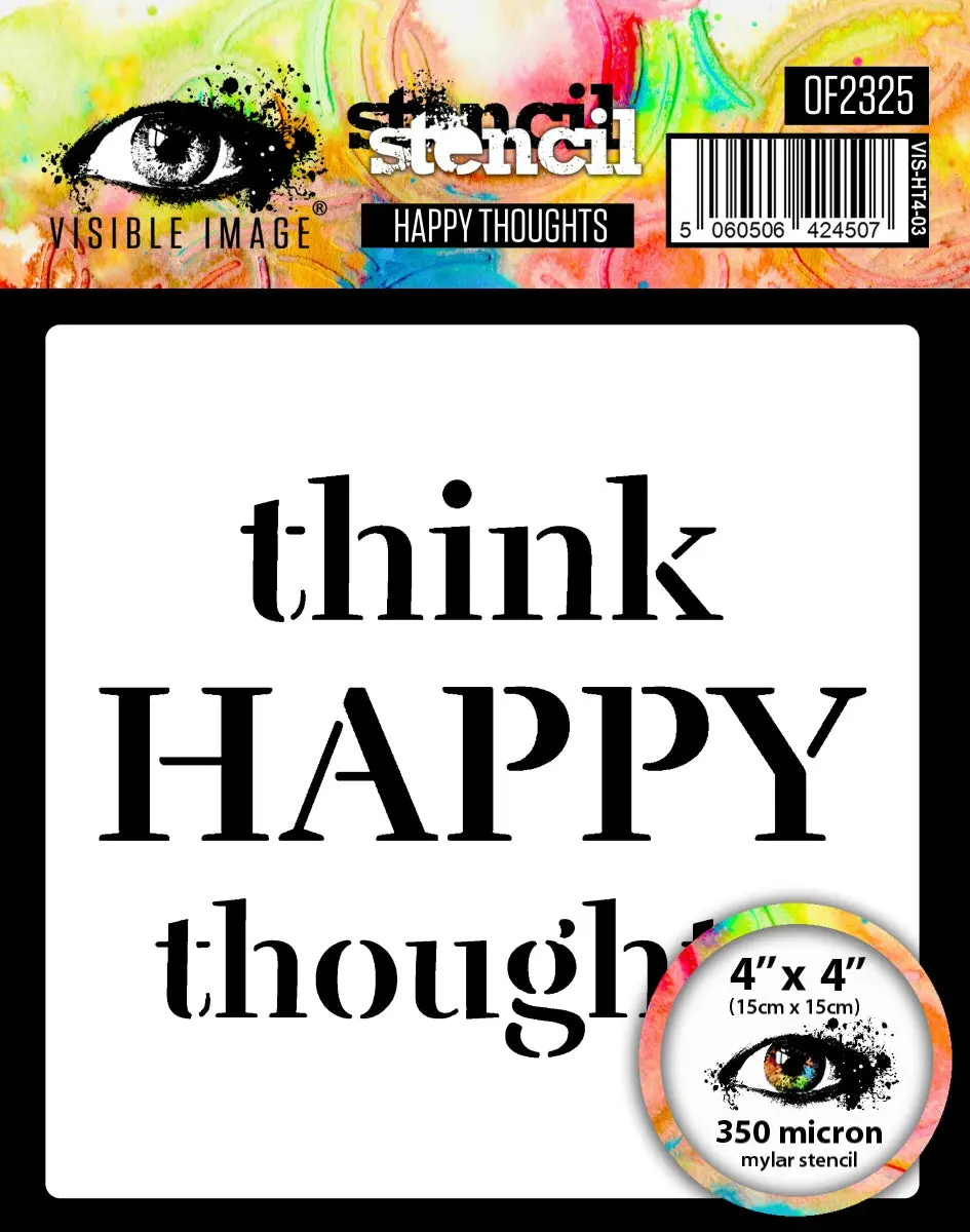 Visible Image Happy Thoughts Stencil - 4 X 4 1