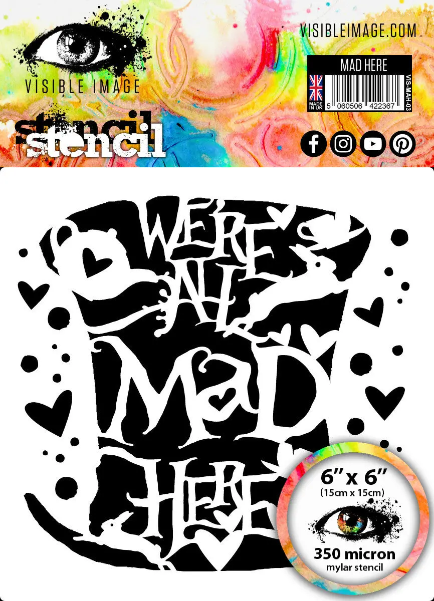 Visible Image Mad Here Stencil - 6 X 6 1