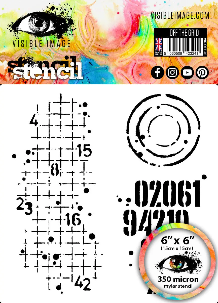 Visible Image Off The Grid Stencil - 6 X 6 1