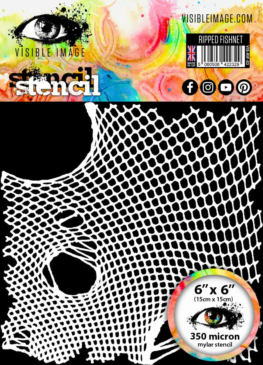 Visible Image Ripped Fishnet Stencil - 6 X 6 1