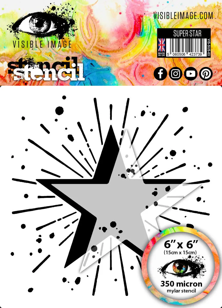 Visible Image Super Star Stencil - 6 X 6 1