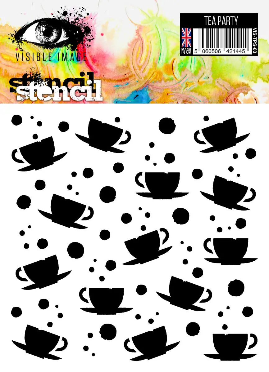Visible Image Tea Party Stencil  - 6 X 6 1