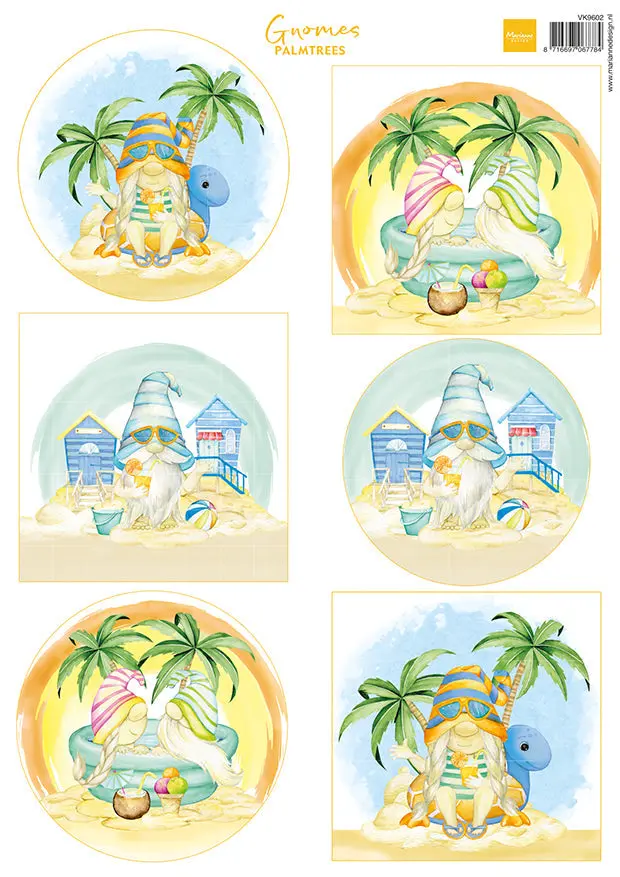 Marianne Design A4 Cutting Sheet - Gnomes On The Beach - Palm Trees 1