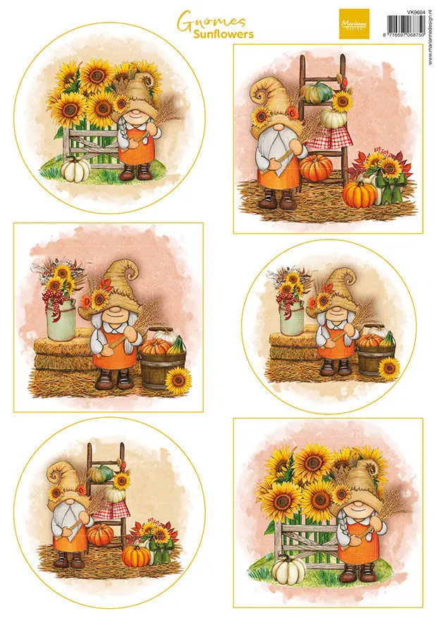 Marianne Design A4 Cutting Sheet - Gnomes - Sunflowers 1