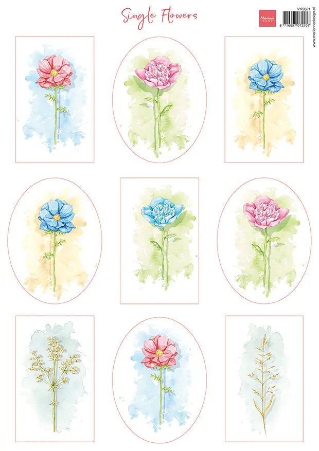 Marianne Design A4 Cutting Sheet - Single Flowers 1