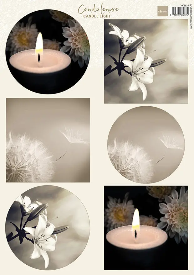 Marianne Design A4 Cutting Sheet - Condolence - Candle Light 1