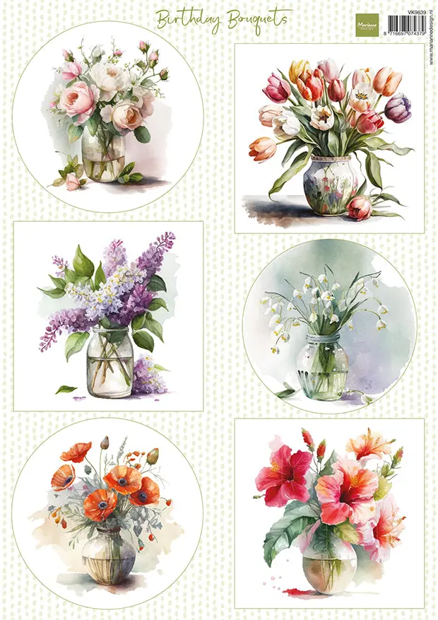 Marianne Design A4 Cutting Sheet - Birthday Bouquets 1
