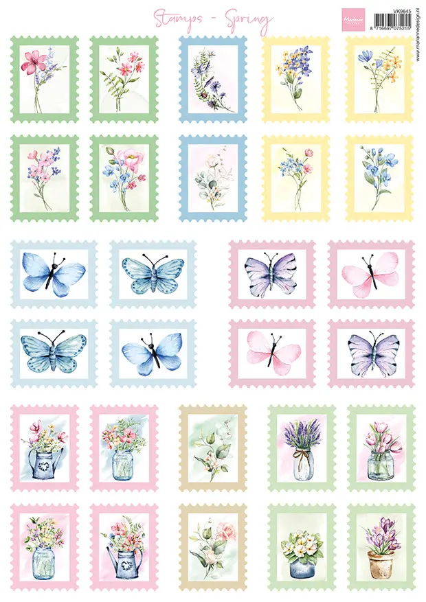 Marianne Design A4 Cutting Sheet - Stamps - Spring 1