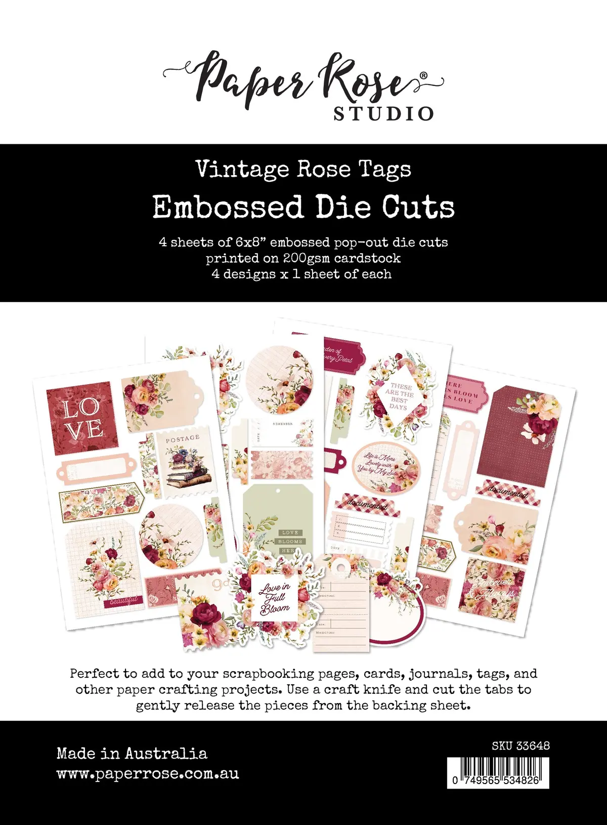 Vintage Rose Tags & Tickets Embossed Die Cuts 33648 1