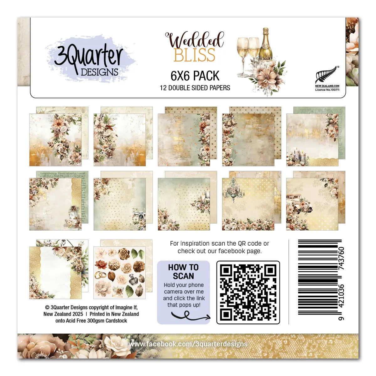 3Quarter Designs Wedded Bliss 6X6 Paper Pack 1