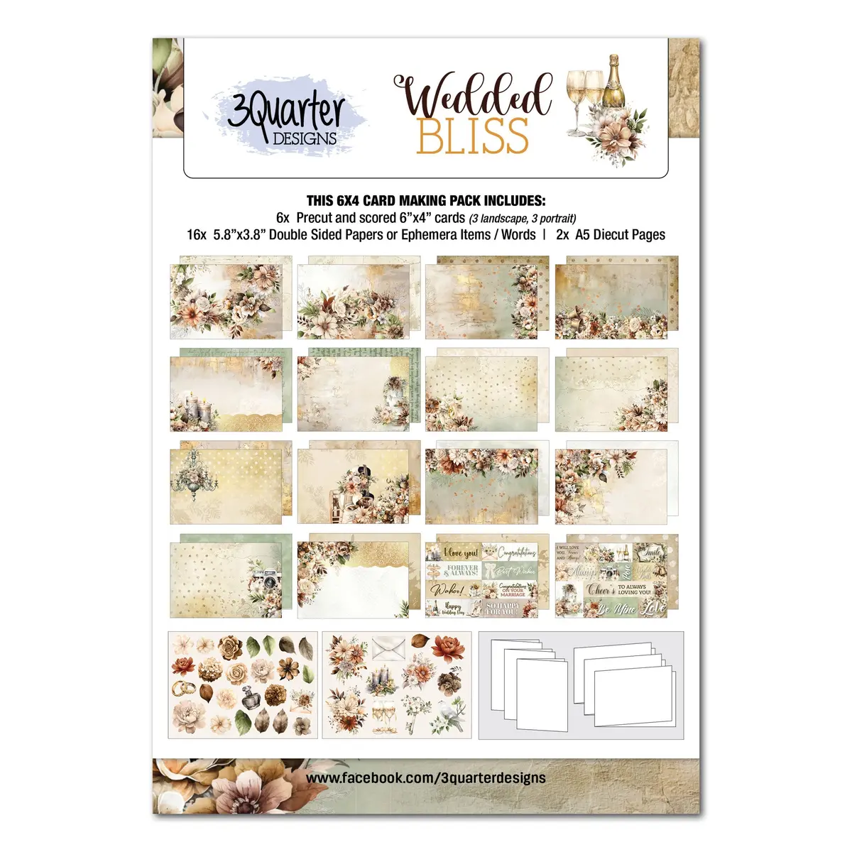 3Quarter Designs Wedded Bliss 6X4 Card Pack 1